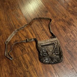 Mudd Distressed Brown Crossbody Bag